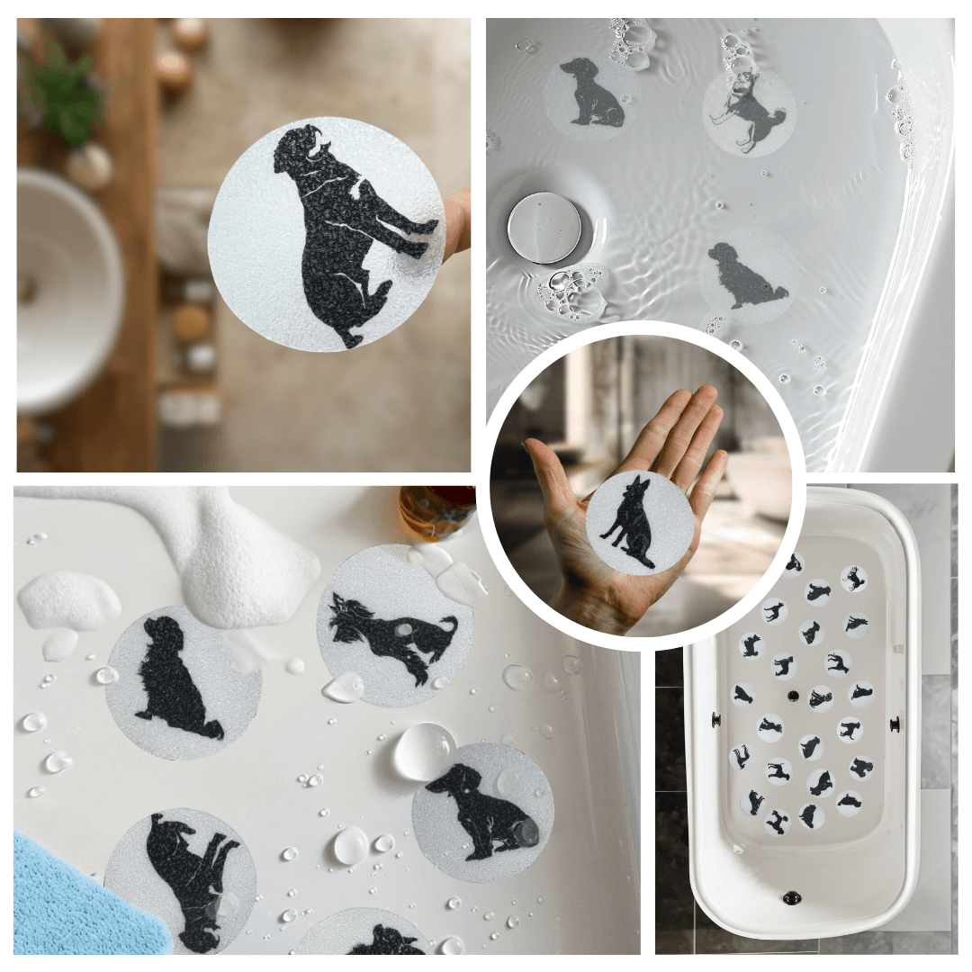 Minimalist dog silhouette non-slip stickers.